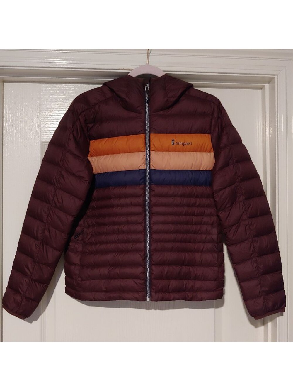 Cotopaxi Fuego Hooded Down Quilted Puffer S Blackberry Colorblock Gorpcore 800